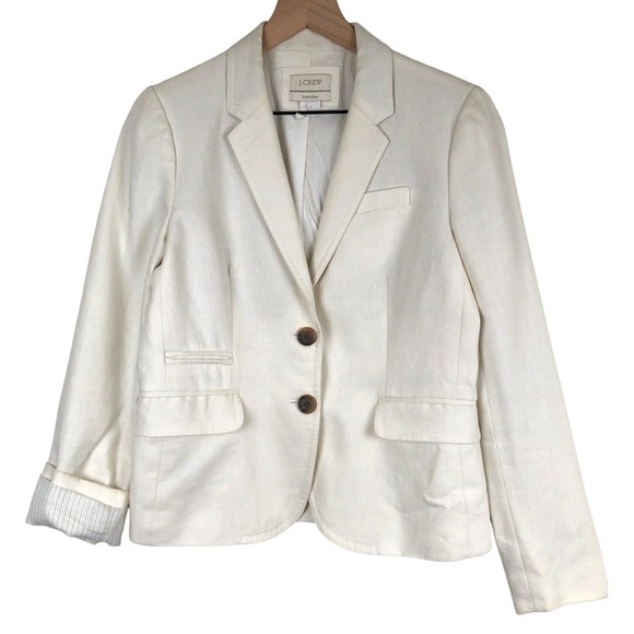 J. Crew Factory Jackets & Blazers - J CREW Schoolboy Linen Blazer Women's Sz 4 Ivory Lined Business Academia Preppy
